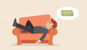 Image showing a person sleeping on sofa while passive income is being generated for him.