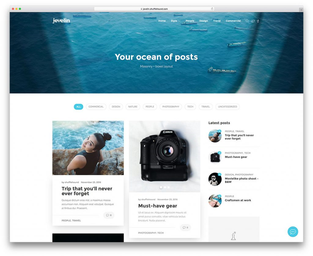 image of jevelin theme for wordpress blog used in blog post Best WordPress Themes for Blogs in 2019 on netilly official blog 